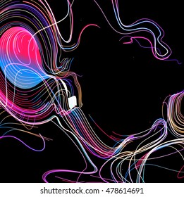 Moving colorful lines of abstract background