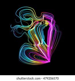 Moving colorful lines of abstract background