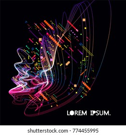 Moving colorful lines of abstract background 

