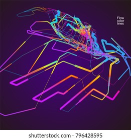 Moving colorful lines of abstract background