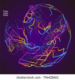 Moving colorful lines of abstract background