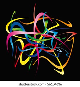Moving colorful ribbons, colorful stripes, vector illustration.