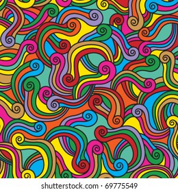 Moving colorful spirals seamless pattern