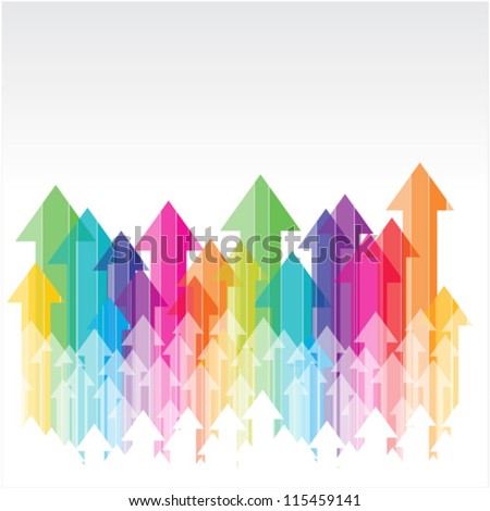 moving up colorful transparent arrows on white background