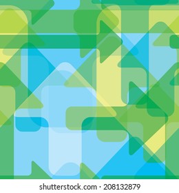 Moving colorful transparent arrows, seamless vector pattern.