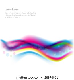 Moving colorful vector abstract background. Elegant Wavy lines, shapes on white. Flow design elements with space for text.