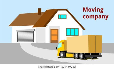 moving company truck house transportation holding service move illustration home 