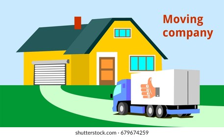 moving company truck house transportation holding service move illustration home 
