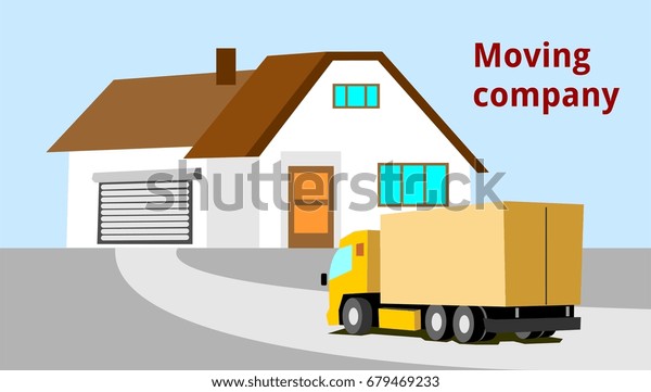 moving company truck house\
transportation holding service move illustration home\
