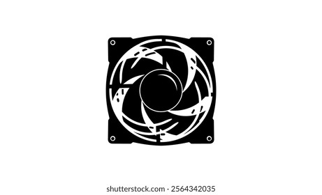 moving Computer Case Fan, black isolated silhouette