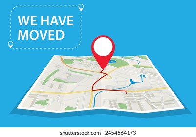 Moving concept. Changing address, new location on navigation map. Use for, landing page, template, ui, web, mobile app, poster, banner Vector illustration in flat style