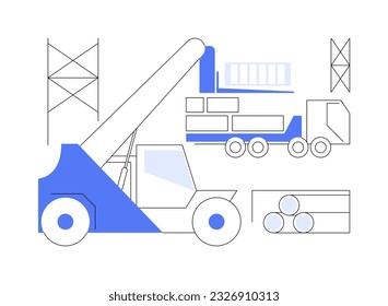 Moving construction goods abstract concept vector illustration. Telehandler deals with moving building goods, industrial transport and equipment, multipurpose heavy machinery abstract metaphor.