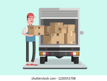 Moving courier van.