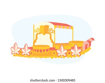 Moving Decorated Platform for Samba Dancers Isolated on White Background, Device for Rio De Janeiro Celebration World Most Famous Party and Brazil Street Carnival, Cartoon Flat Vector Illustration