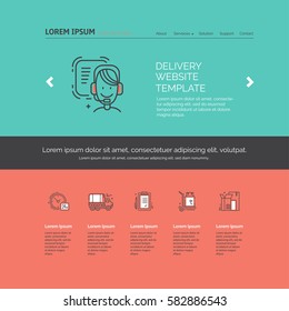 Moving and delivery template with line icons