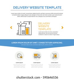 Moving and delivery template with line icons