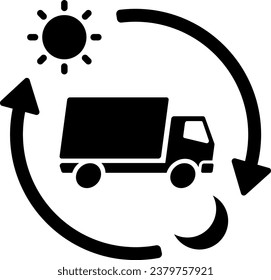 Moving delivery truck and 24hours icon material