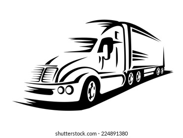 Moving delivery truck on road for transportation design or concept