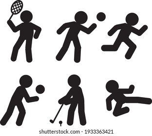 Moving dolls icons, playing sports, such as golf, tennis, volleyball, kungfu, running and martial arts