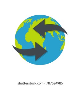Moving earth icon. Flat illustration of moving earth vector icon isolated on white background