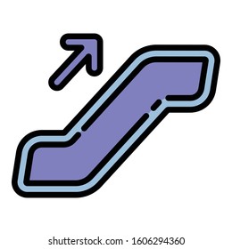 Moving up escalator icon. Outline moving up escalator vector icon for web design isolated on white background