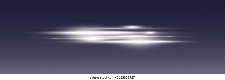 Feixes de luz laser em movimento rápido. Efeito de luz branca de linhas horizontais.