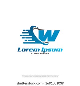 Moving Fast Letter Initial Logo W Template. Logistic company logo. Delivery service logo. Fast Express Delivery Logo designs.
