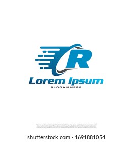 Moving Fast Letter Initial Logo R Template. Logistic company logo. Delivery service logo. Fast Express Delivery Logo designs.