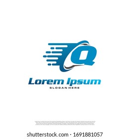 Moving Fast Letter Initial Logo Q Template. Logistic company logo. Delivery service logo. Fast Express Delivery Logo designs.