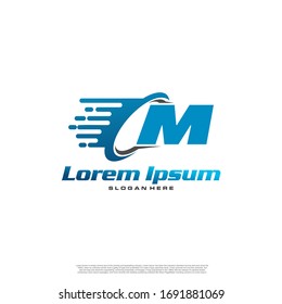 Moving Fast Letter Initial Logo M Template. Logistic company logo. Delivery service logo. Fast Express Delivery Logo designs.