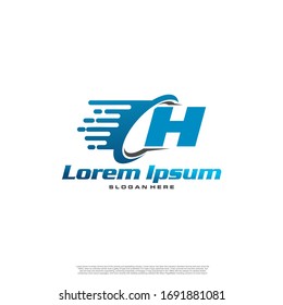 Moving Fast Letter Initial Logo H Template. Logistic company logo. Delivery service logo. Fast Express Delivery Logo designs.