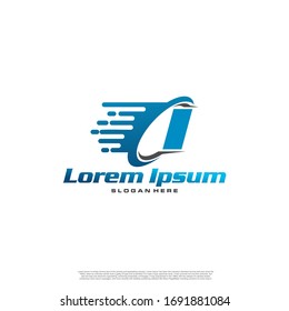 Moving Fast Letter Initial Logo I Template. Logo de la empresa logística. Logo del servicio de entrega. Diseños de logotipos de entrega rápida.