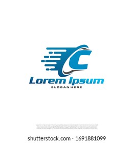 Moving Fast Letter Initial Logo C Template. Logistic company logo. Delivery service logo. Fast Express Delivery Logo designs.