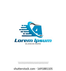 Movedación De Una Plantilla Con El Logotipo Inicial De Carta Rápida. Logo de la empresa logística. Logo del servicio de entrega. Diseños de logotipos de entrega rápida.