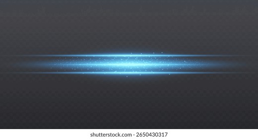 Moving fast lines of light, horizontal speed effect. On a transparent background.