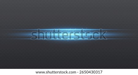Moving fast lines of light, horizontal speed effect. On a transparent background.