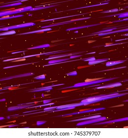 Moving Fast Neon Light Particles, Shooting Stars, Meteorites on Space Background. Speed Lines, Stripes Seamless Pattern Design. Seamless Holiday, Cover, Ad, Fashion, Fabric Pattern