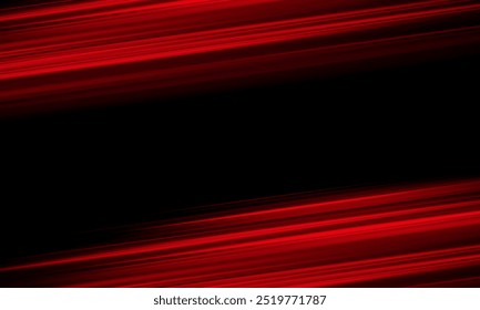 Moviendo los rayos rojos rápidos de la luz del laser aislados en fondo negro. Abstractas efecto de luz. Destello de lente verde. Horizontales rayos brillando en la oscuridad. Vector