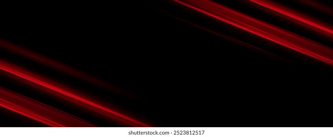 Moving fast red laser light beams isolated on black background. Abstract light effect. Green lens flare. Horizontal rays glowing in the dark. Vector