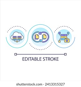 Moving files copies loop concept icon. Disaster recovery approach. Data transfer to cloud storage abstract idea thin line illustration. Isolated outline drawing. Editable stroke