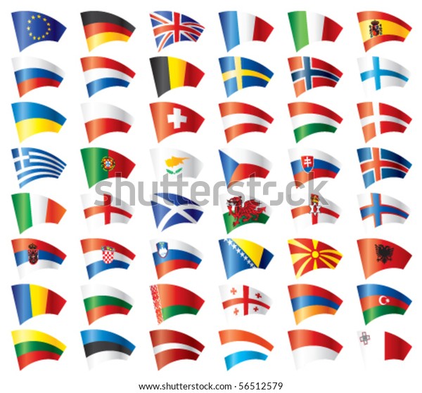 Moving Flags Set Europe 48 Vector Stock Vector (Royalty Free) 56512579