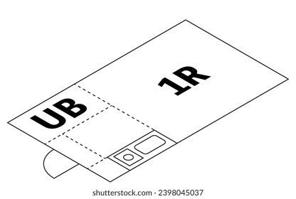 Moving floor plan image, 1ROOM, isometric illustration with simple line drawings, Vector Illustration