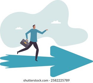 Moving forward to achieve success, ambition or motivation to reach business target,business concept.flat character.