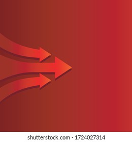 Moving forward arrow on red background