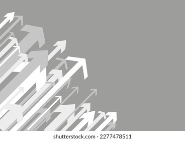 Moving forward arrows set on gray background. Color arrow collection with direction to growth business success