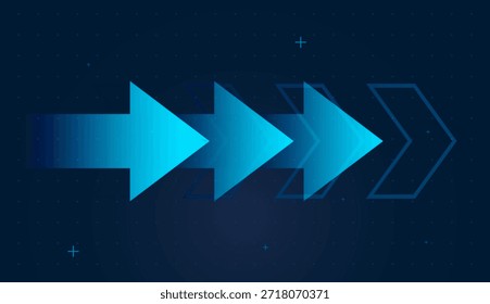 Avançando Uma grade digital escura no fundo evoca painéis de negociação em tempo real. setas azuis abstrato plano de fundo material design