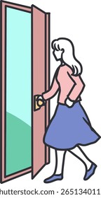 Moving Forward Girl Stepping Out into the World. Ideal for mental health content, personal development, and motivational, this art perfectly represents the concept of stepping into something new.