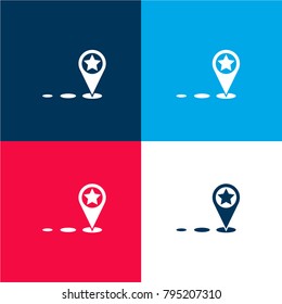Moving four color material and minimal icon logo set in red and blue