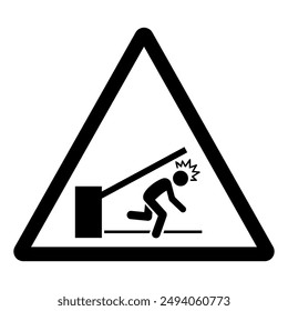 Símbolo de peligro de puerta móvil, Ilustración vectorial, aislado sobre fondo blanco .EPS10