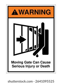 Moving Gate Warning Sign – Automatic Gate Hazard Notice, Injury Risk Alert, Safety Precaution, Workplace Security, Access Control Danger
